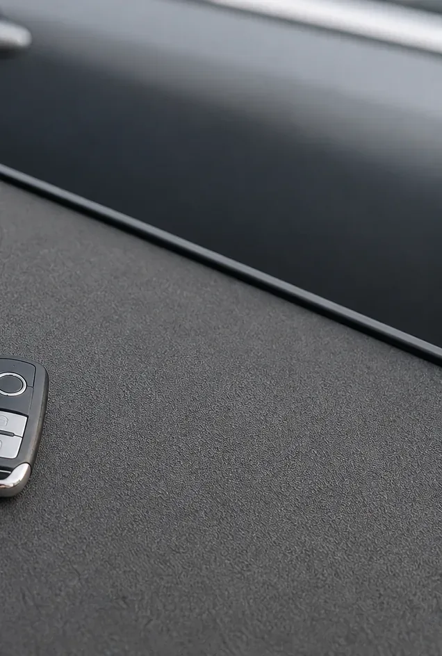 Proximity key fob and remote-head key placed together for comparison