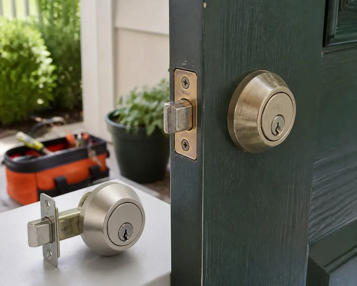Move-in residential door hardware shown in a clean close-up