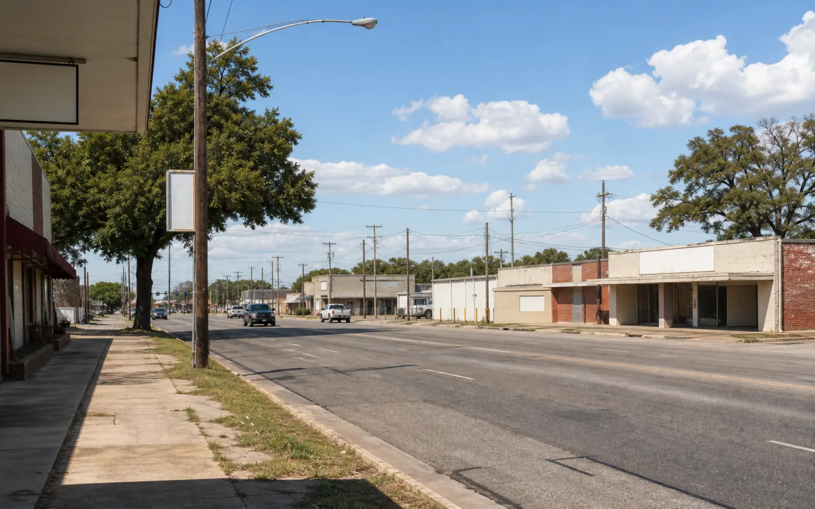 Daylight street scene in Haltom City, Texas